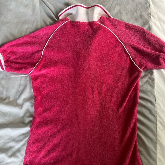 Vintage Pink Terry Cloth Tennis Collared Polo M - Picture 3 of 6